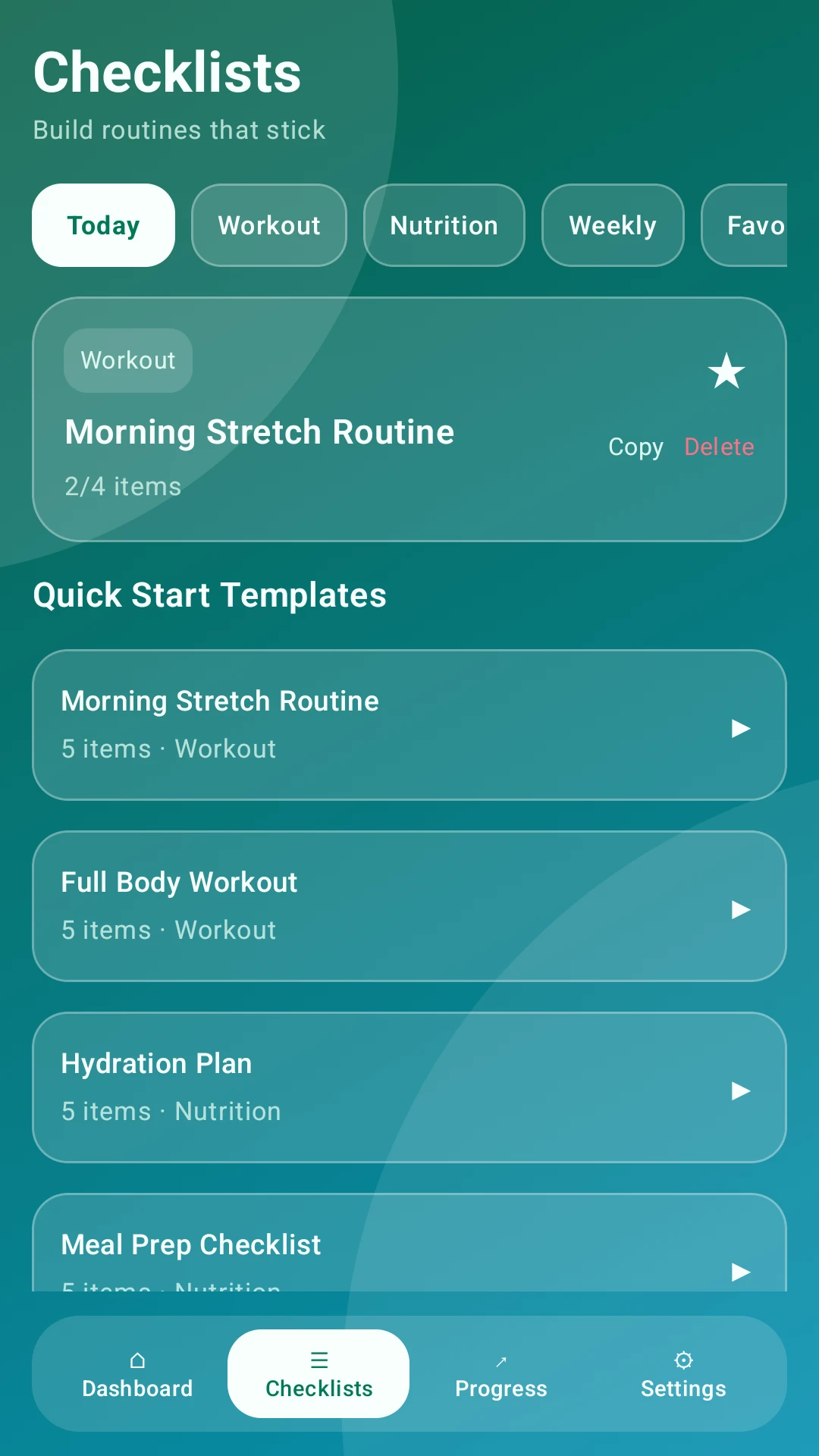 Health Checklist Pro checklist screen